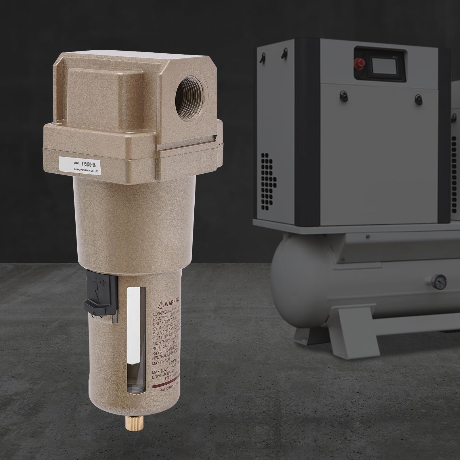 Filtre Séparateur Eau/huile 5000L/min Pour Compresseur Air - Entrée 3/4", Pression Max 145 PSI