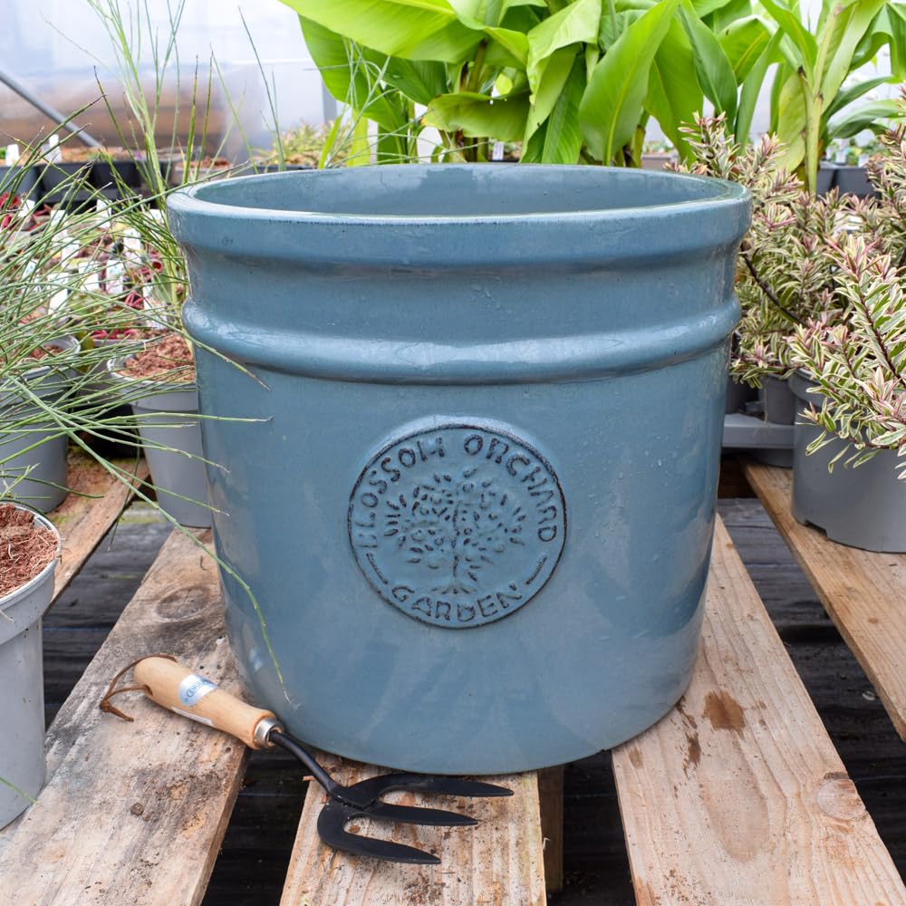 Bedwen Denim Glazed Cylinder Planter - Blossom Orchard (, Extra Large)