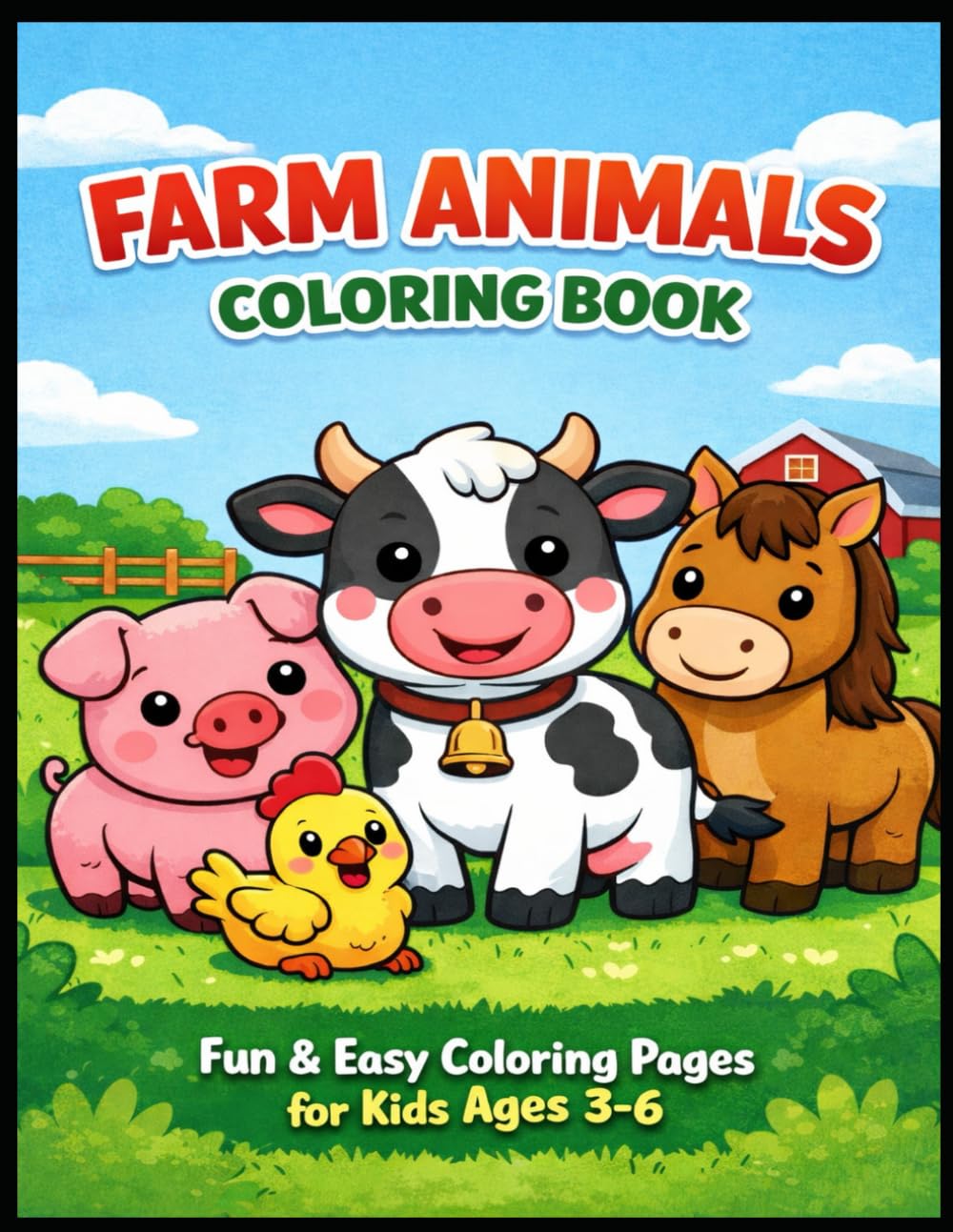 Farm Animals Coloring Book for Kids Ages 3–6