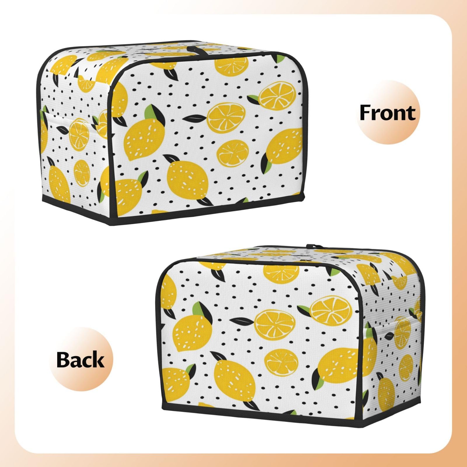Cubierta para tostadora con patrón de limón amarillo, ranura ancha de 2 rebanadas, a prueba de polvo, impermeable, para electrodomésticos de cocina, con lazo para colgar, protector de 3