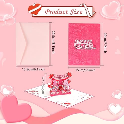 Miniatura 2 de Tarjeta desplegable de gnomo de amor, tarjeta desplegable para el día de San Valentín, tarjeta desplegable para el día de San Valentín, tarjeta de