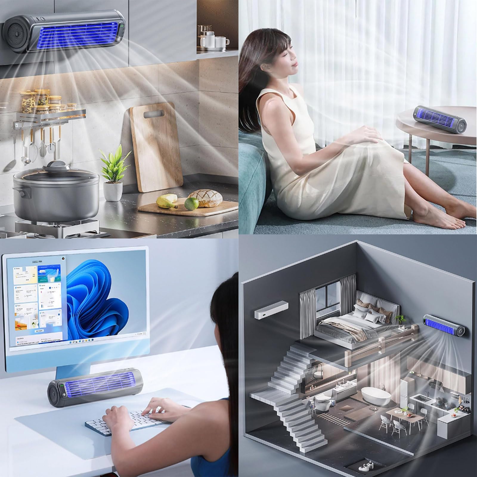 Produktbild von Cooling Ace Klimaanlage, Air Cooler, Cooling Ace Klimagerät, Tragbare Klimaanlage Leisem, 3 Geschwindigkeiten Led-Touchscreen Für Schlafzimmer, Büro Und Sommerküh (2PC