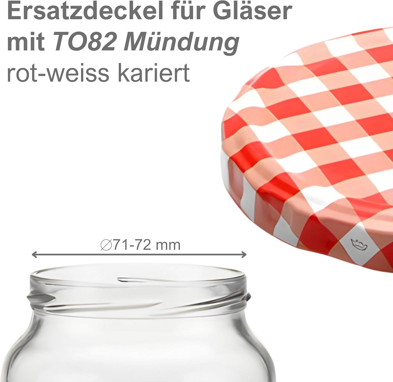 20 Twist-Off Lids 82 mm TO82 Replacement Lid Red/White Diameter 85 mm for Jars with Mouth 71-72 mm