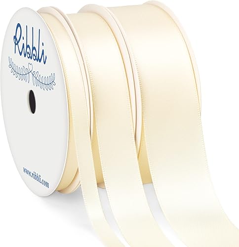 Miniatura 17 de Ribbli 3 Rollos de Cinta de Manualidades de Satén Negro Sólido de Doble Cara, Total 30 Yardas