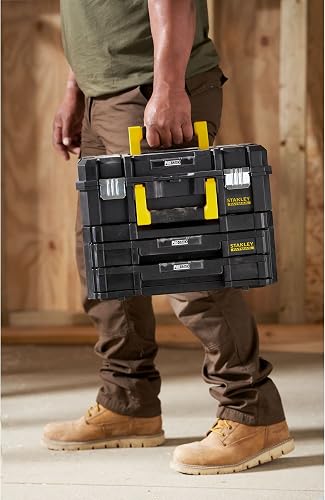 STANLEY FMST1-71981 Kit 2 Mallettes Modulable Tstak/Pro-Stack Gamme FATMAX - 21.5L - Corps en Polypropylène - Larges Attaches Métalliques Anti-Corrosion - Cadenassable - 6