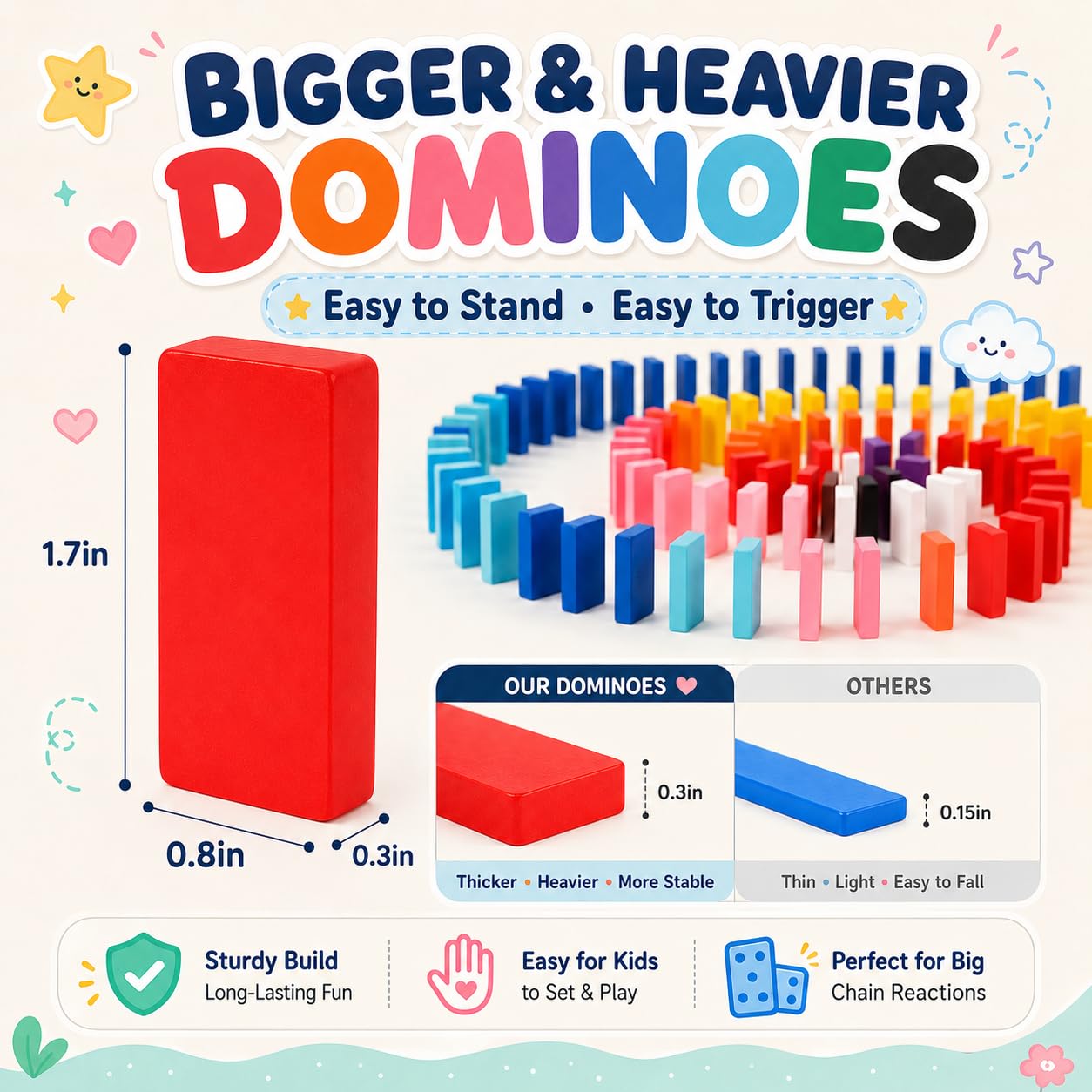 Amazon | 1000ピース ドミノセット 子供用 ブロック20個付き カラフル