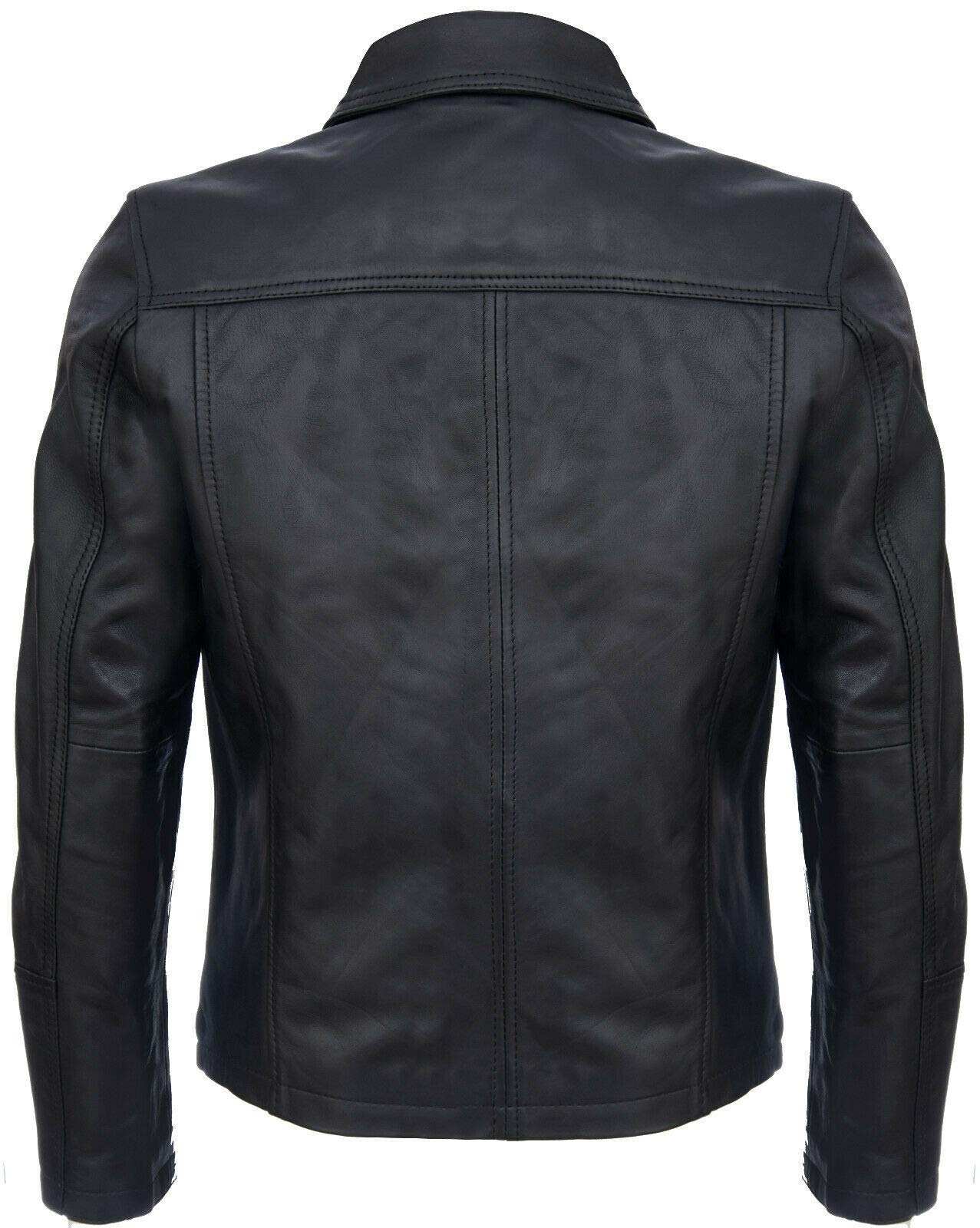 Chaqueta Motera Harrington de Cuero Clásica y Elegante Para Hombre