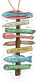 South Padre Island, TX Driftwood Souvenir Ornament | 4” Wood Hanging Map Ornament with Artwork | Perfect for Wine Bottles, Gift Bags, or Christmas Tree