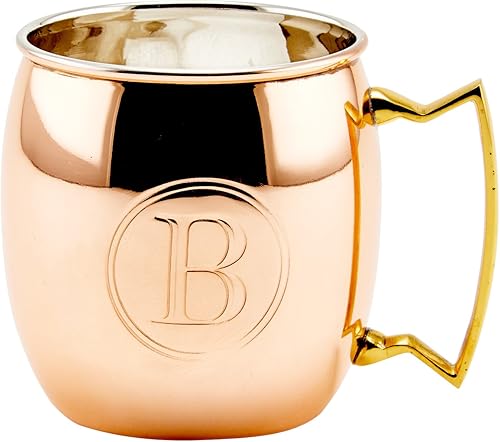 Miniatura 3 de Old Dutch - Taza de cobre macizo con monograma, de 16 onzas, L