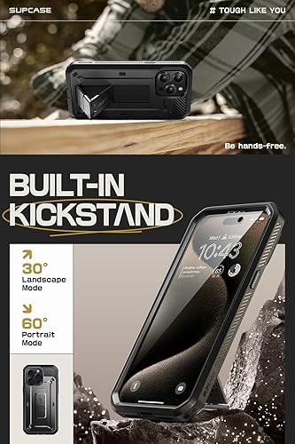 Miniatura 4 de SUPCASE Funda para iPhone 15 Pro con soporte y clip para cinturón, Unicorn Beetle Pro Protector de pantalla integrado protección contra caídas de