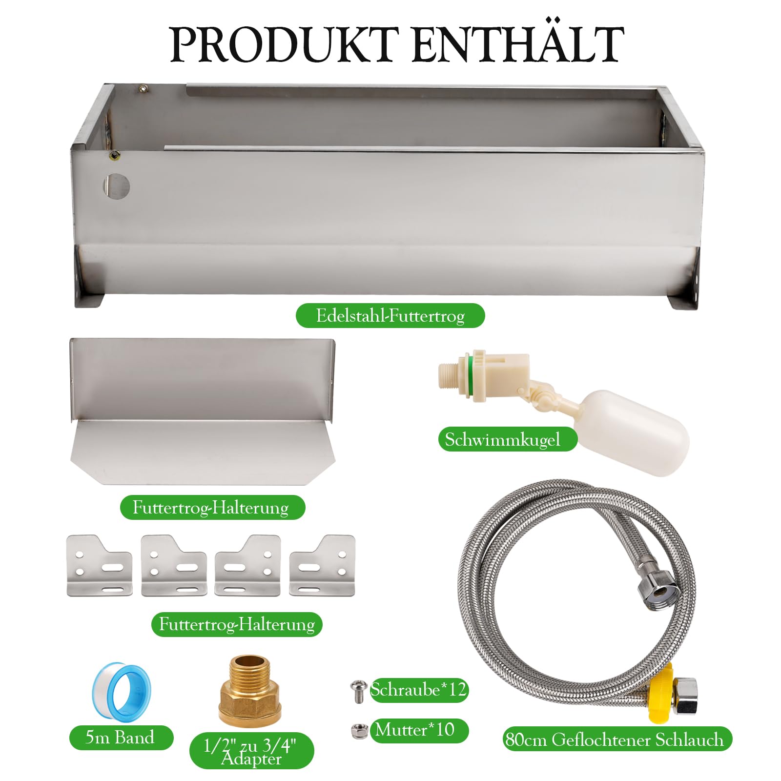 Automatischer Pferdetränke mit 1/2-Zoll-Schwimmerventil, großvolumiges Geflügeltränke Kit für Rinder, Pferde, Schafe, Hunde