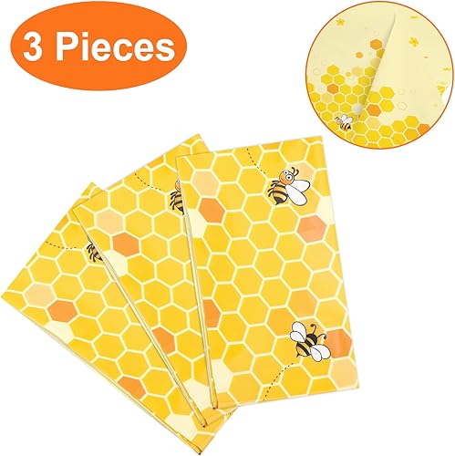 Miniatura 3 de Paquete de 3 manteles de plástico de abejorros de abejorro, mantel desechable, mantel de revelación de género de abejorros de abejorros para