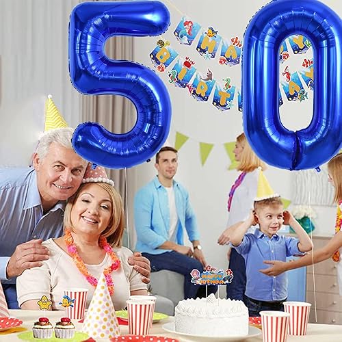 Miniatura 5 de TONIFUL Globo azul marino número 5 de 40 pulgadas de Mylar de gran tamaño azul oscuro digital cinco globo para fiesta de cumpleaños, despedida de