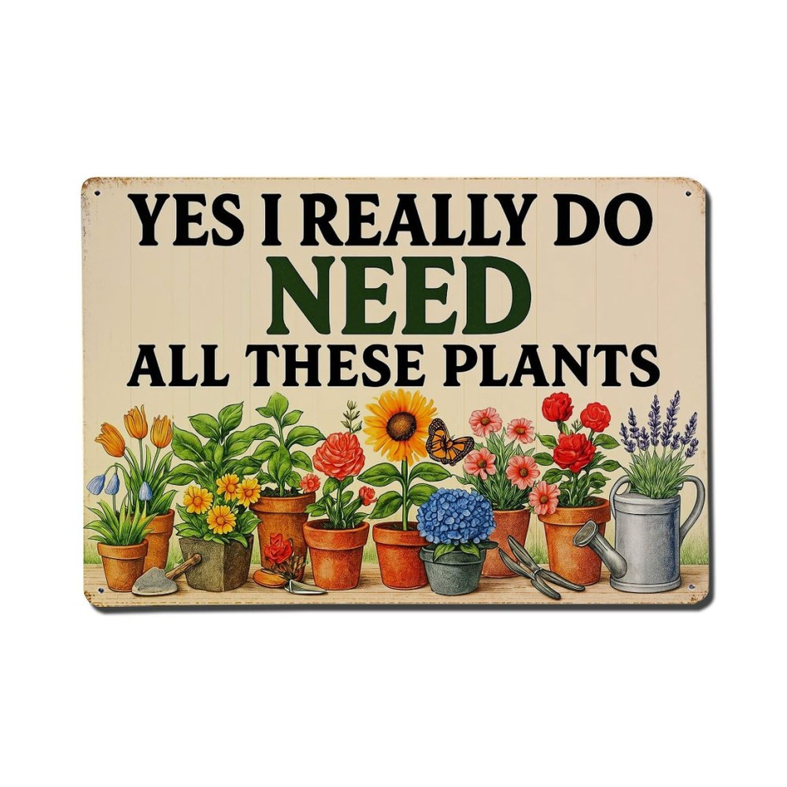 Garden Plants And Tools Sign Retro Metal Tin Sign, Vintage Metal Poster for Home, Gaming Room, Studio Workshop,Bar,Garage Wall Art Decor 8x12 Inch
