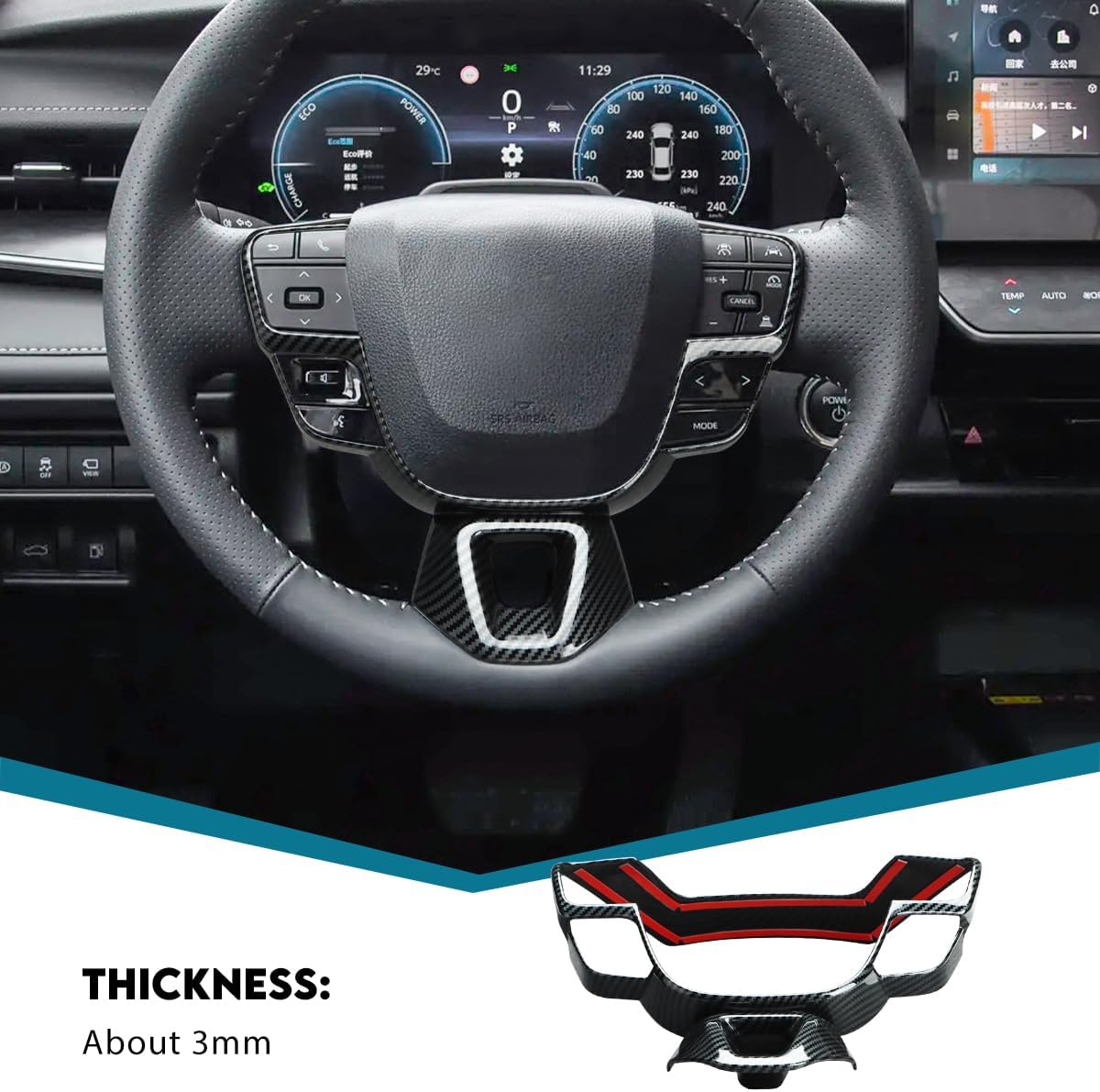 INTGET Gear Shift Panel Cover for 2025 2026 Toyota Camry Accessories Interior ABS Carbon Fiber Style Trim Center Console Sticker Frame Decoration (Carbon Fiber Style, Steering Wheel Panel Cover)