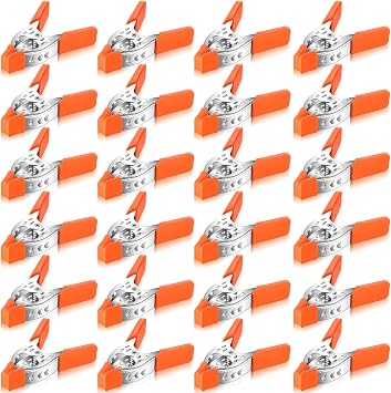 Honeydak 24 Pcs 4" Spring Clamps 1.5" Jaw Opening Metal Spring Clamps Heavy Duty Clips, Orange, Strong for Woodworking Backdrop Photography Furniture Crafts