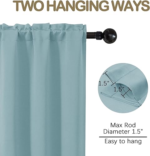 Miniatura 4 de OVZME Cortinas opacas turquesa para tratamiento de ventanas pequeñas, cortinas cortas con bloqueo de luz para ventana de cocina sobre el fregadero,