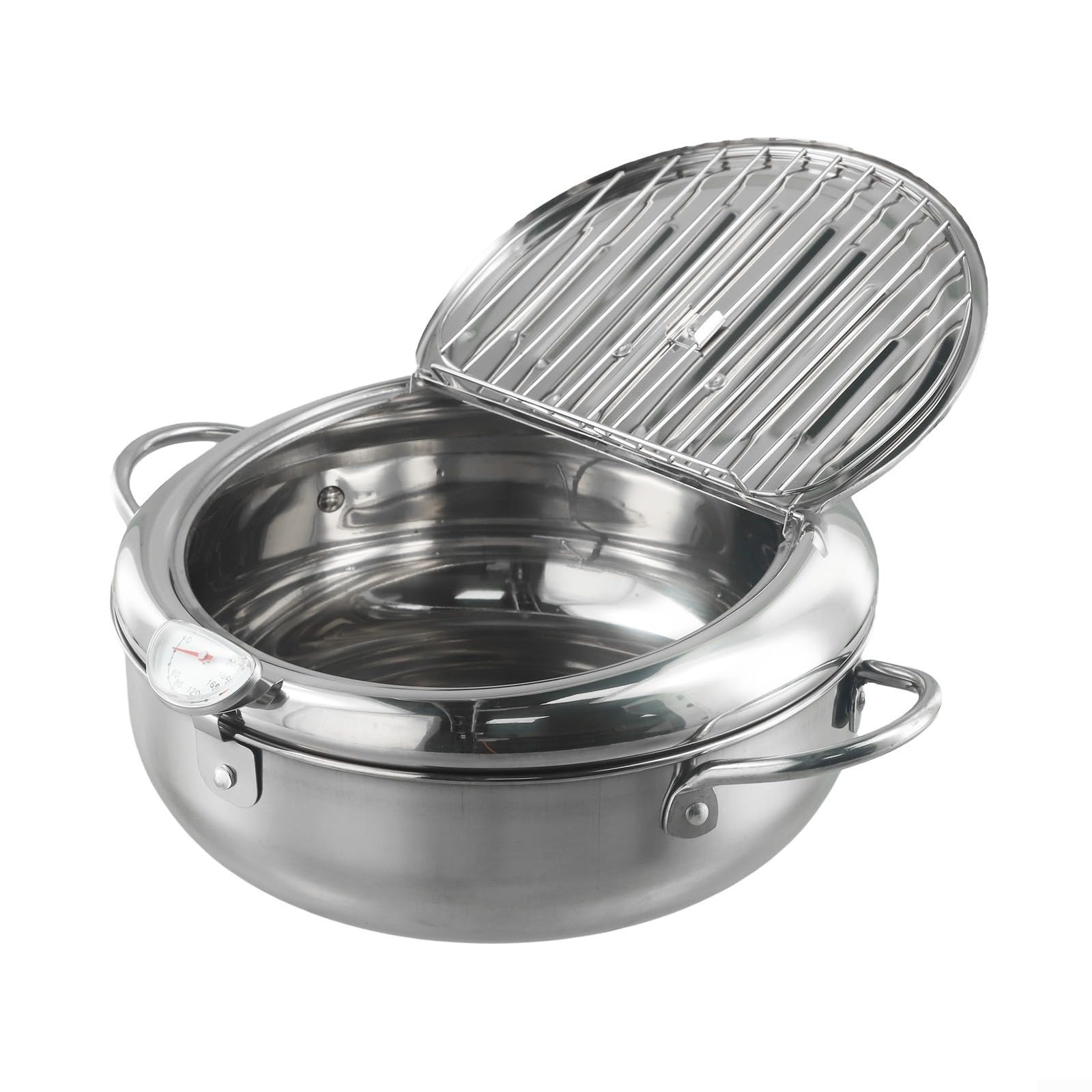 Friggitrice Acciaio 3.2L con Termometro Rimovibile Friggitrice(201+24cm)