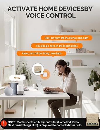 MOES Smart Switch, Matter over WiFi, Smart Switch DIY Module, Neutral Line Required, Remote Control Control, Scheduled Light Switch, Works With Alexa/Apple Home/Google Home - 10A (1 Pack)