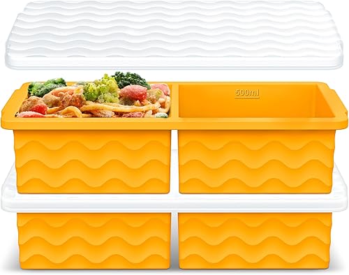 Miniatura 9 de Aopigavi Bandeja de silicona para congelador con tapa, moldes para congelador de sopas de 2 tazas, bandejas grandes para cubitos de hielo para