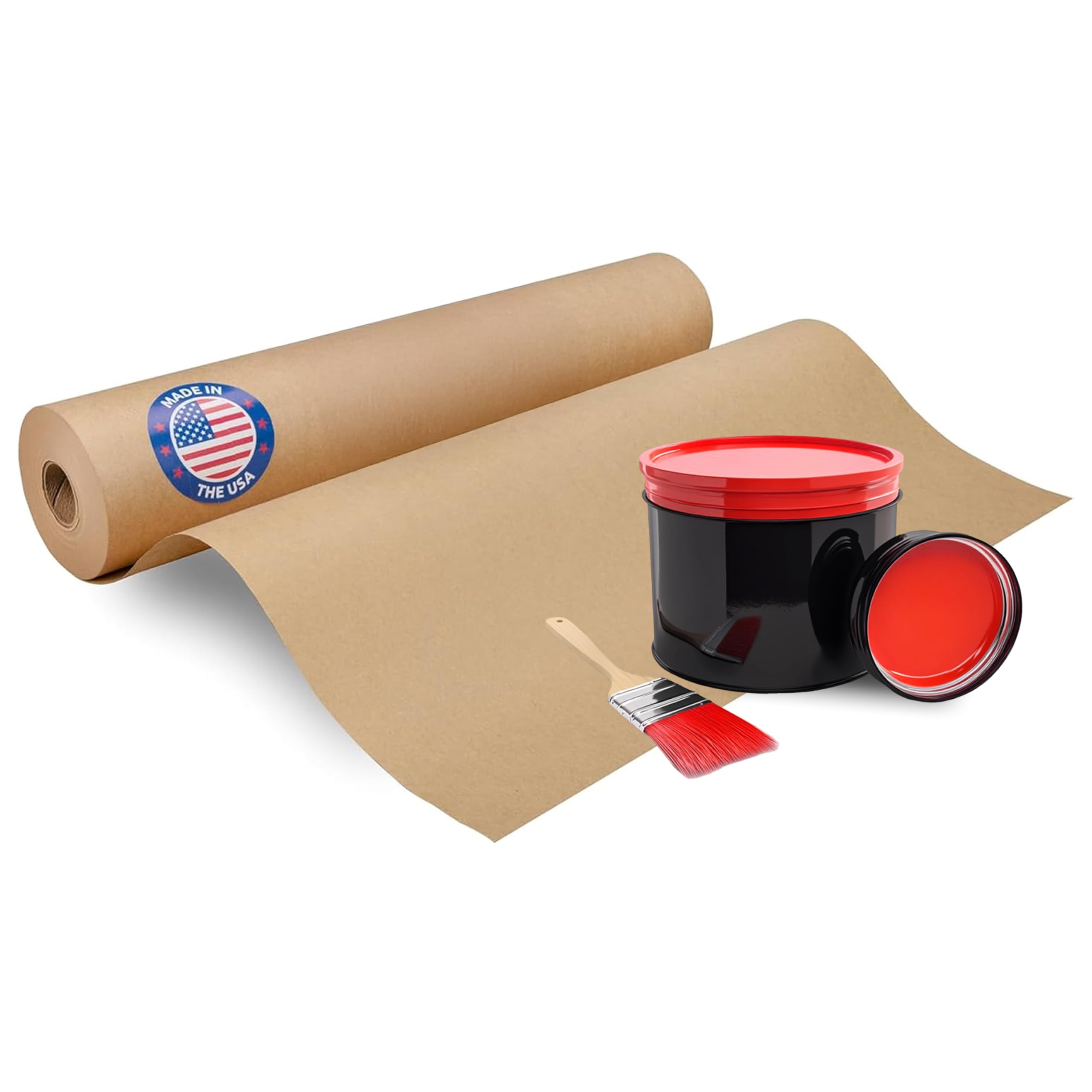 IDL Packaging Rollo de papel de enmascarar marrón de 15 pulgadas x 60 yardas para cubrir el área, papel de pintura de enmascaramiento natural para proteger las superficies, perfecto para mejoras del
