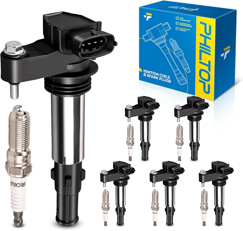 Kit de Bobinas de Ignição UF375 e Velas de Ignição PHILTOP para Cadillac CTS – 6 Bobinas e 6 Velas