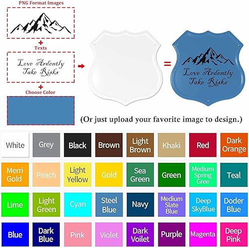 Miniatura 2 de HAOGEILI - Letreros de metal personalizados con forma de escudo, haz tu propio escudo personalizado con logotipo de texto fotográfico, letreros