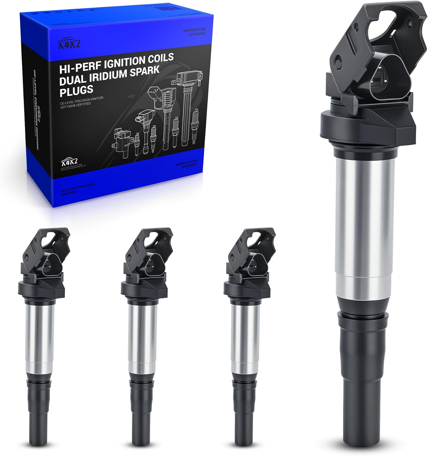 4PCS UF598 Ignition Coils Pack for 2007-2015 Mini Cooper, 2011-2016 Mini Cooper Countryman, 2013-2016 Cooper Paceman, 2008-2011 Peugeot 207 1.6L L4 Replace# C1692 12137575010 5C1749 GN10328