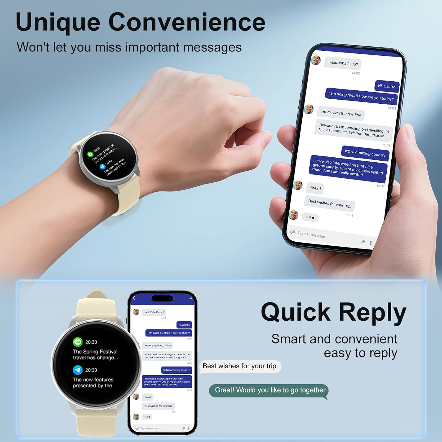 Smart Watch for Men Women Fitness Tracker with 100+ Sport Modes,Activity Trackers for iOS/Android Waterproof/Heart Rate/Sleep/Steps Monitor/Pedometer Monitor Monitor (Silver+Beige) - Image 7