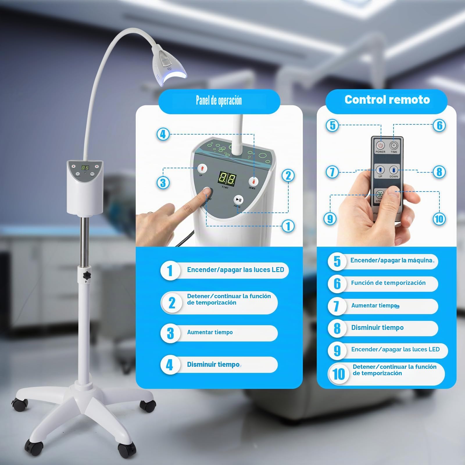 Dental Lámpara LED Blanqueamiento,Luz De Aceleración Blanqueamiento Luz Fría Máquina Blanqueamiento Dientes,Adecuado Para Limpieza Dientes Humados,Dientes Negras
