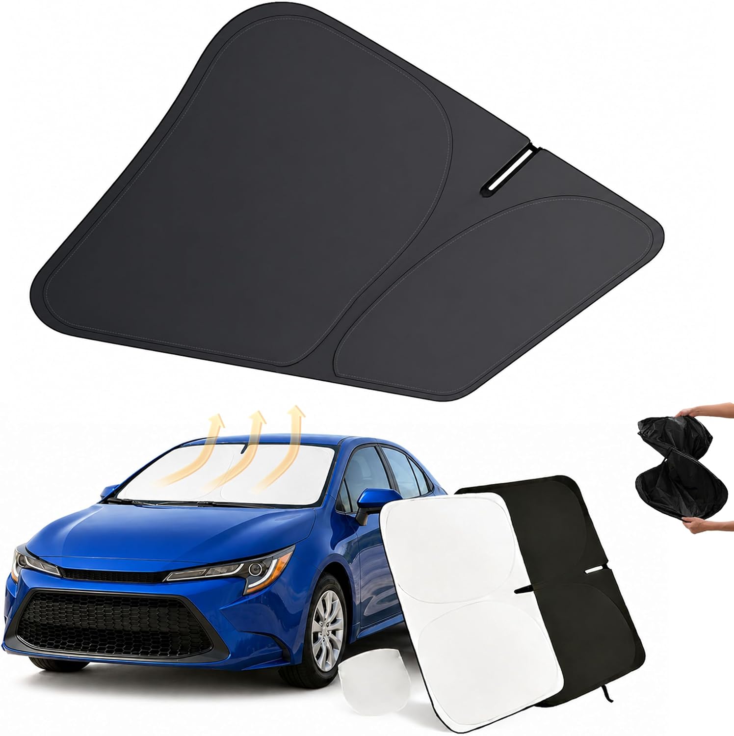 Car Windshield Sun Shade, Heat Blocking Foldable for Most Sedans