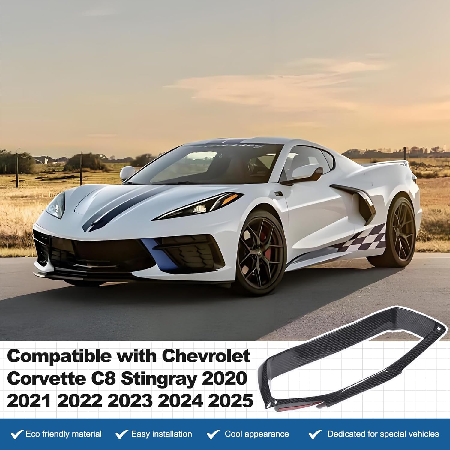 Car Dashboard Panel Trim Frame Compatible with Chevrolet Corvette C8 Stingray 2020-2025 100% Real Carbon Fiber 1PCS Car Electronic Speedometer Trim Frame Accessories (Black Carbon)