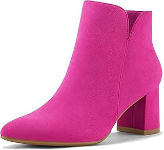 Women's Ankle Boots Chunky Block Low Heel Comfortable Pointed Toe Side V...