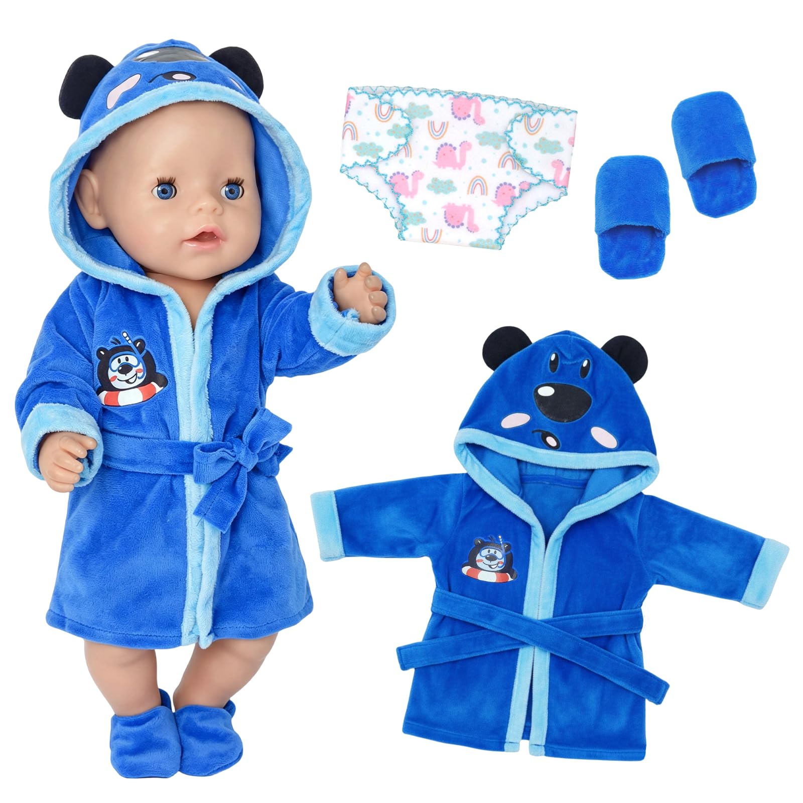 35-43 cm Baby Doll Clothes, Blue Bear Doll Outfits Accessories