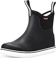Showave Men's Waterproof Ankle Deck Boots - Rubber Rain Boots for Boating Sailing Fishing, Lightweight Non-Slip Comfort
