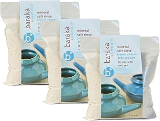 Baraka Neti Pot Mineral Salt Sinus Rinse Saline Solution - Use with Neti Pot - Premium No Burning French Atlantic Sea Salt...