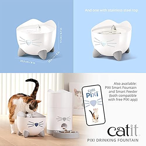 Miniatura 6 de Catit PIXI Drinking Fountain – Cat Water Fountain with Triple Filter and Ergonomic Drinking Options, White