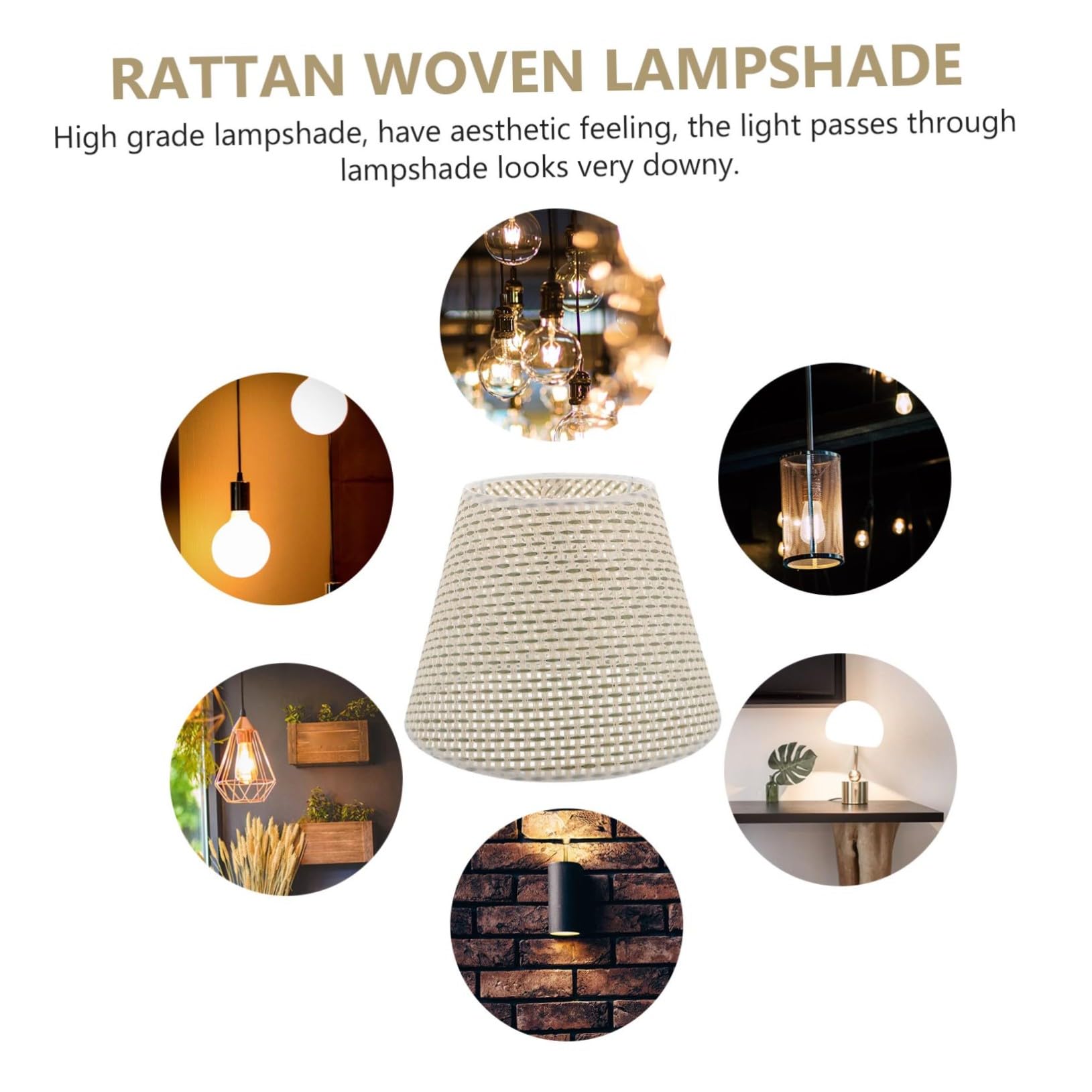 Lampada da Scrivania con Paralume Beige in Rattan Imitazione Paralume per Arredamento Casa Facile da Installare e Resistente Accessorio per Interni Regalo per Amici e Famiglia