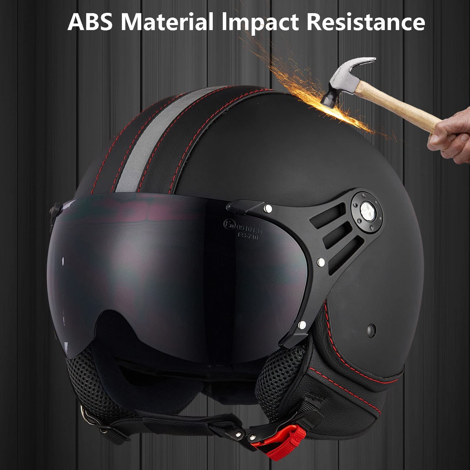 Casco Abierto Medio de Motocicleta Adulto Retro Jet Casco ECE Certificado para Mujer Hombre Casco de Moto Cara Abierta Vintage Moto Ciclomotor Scooter
