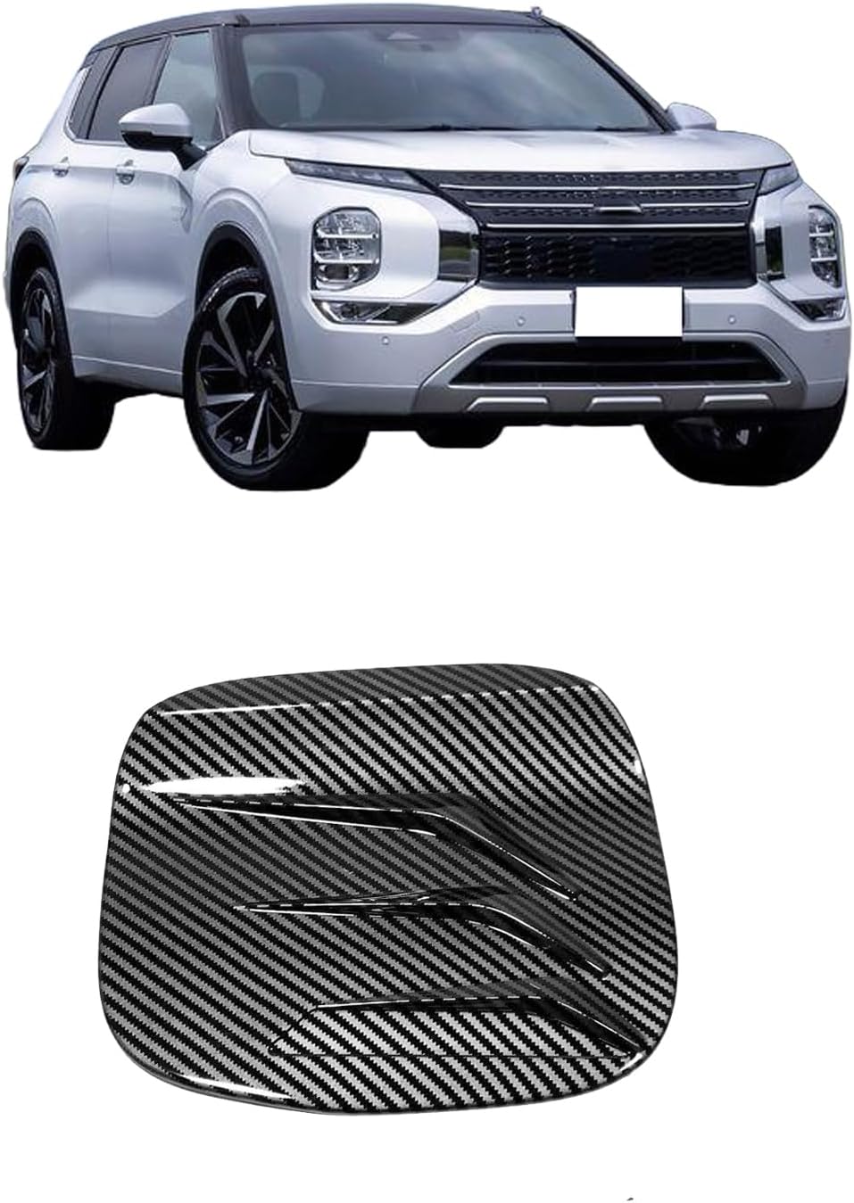 Car Fuel Door Cover Cap for Mitsubishi Outlander 2023 2024 2025 Accessories，Easy Stick-On Installation, providing a long-lasting, like-new appearance. (silvery)