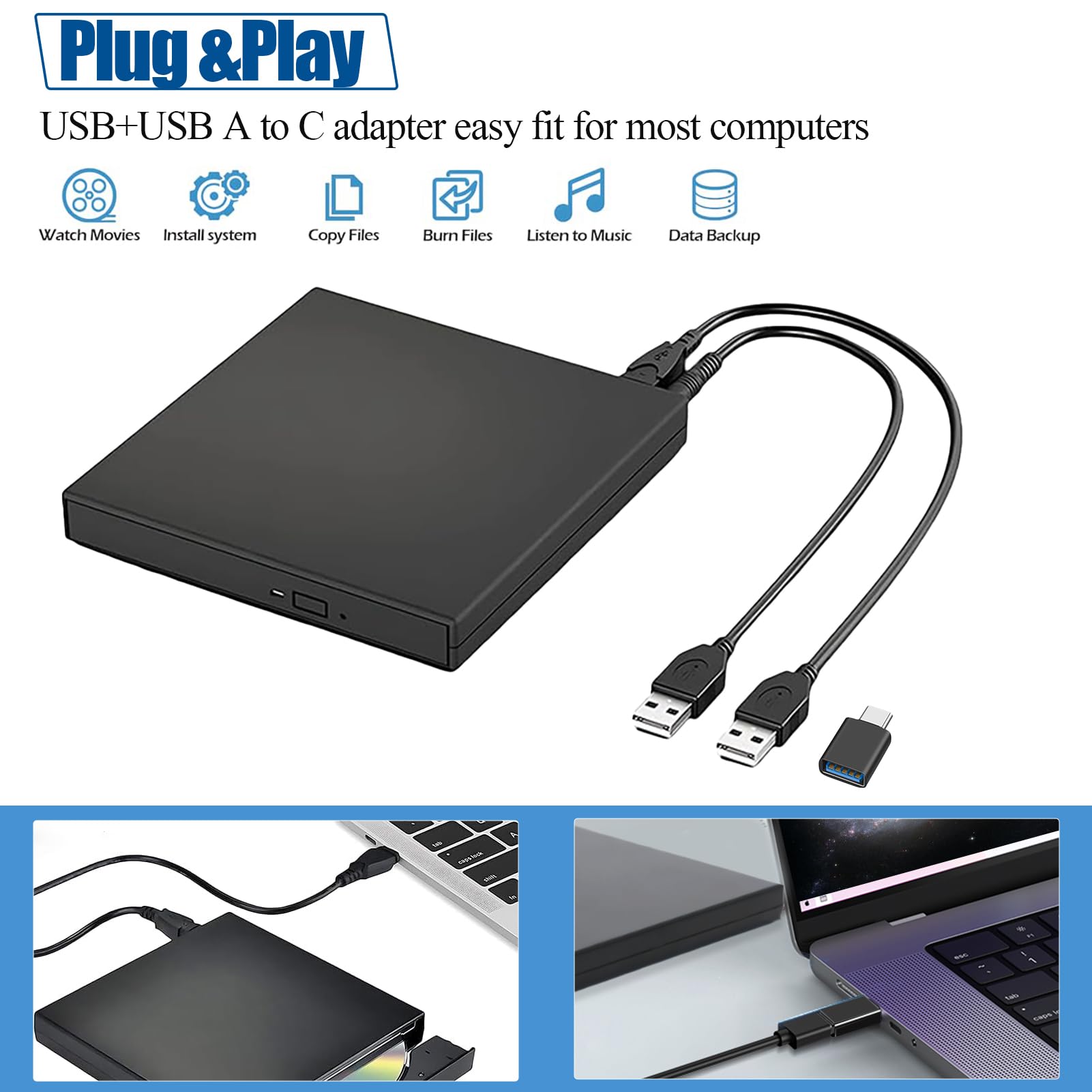 Amazon.co.jp: ノートパソコン用外付けCD/DVDドライブ、USB Silm