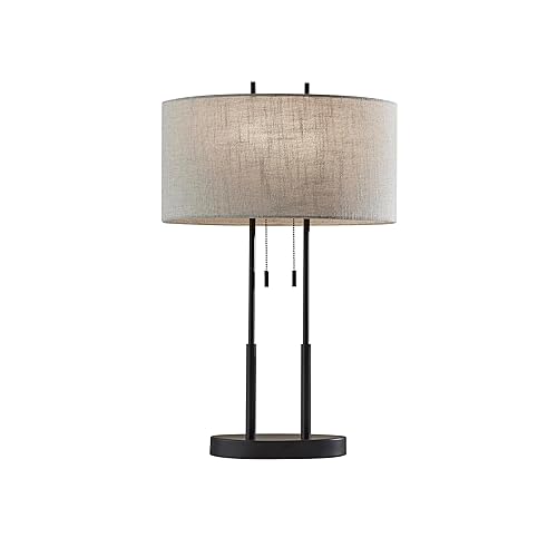 Adesso Duet Table Lamp with Dual Pull Chains, Antique Bronze