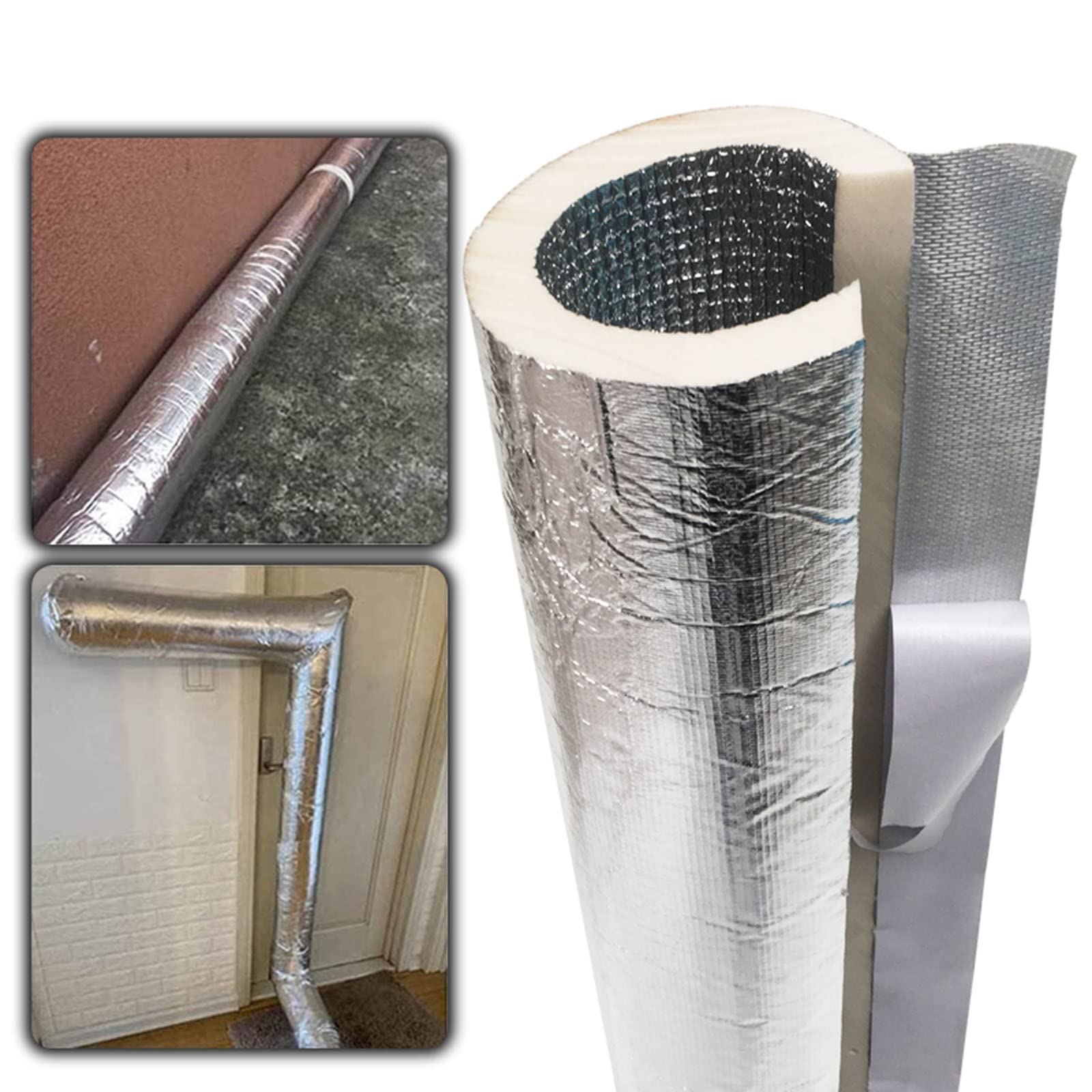 Guaina Isolante Flessibile, Tubo Isolante Antigelo Per Esterni, Tubo di isolamento In Foglio Di Alluminio Autosigillante, Ignifugo, Impermeabile, Facile da Installare ( Size : Inner diameter:250mm )