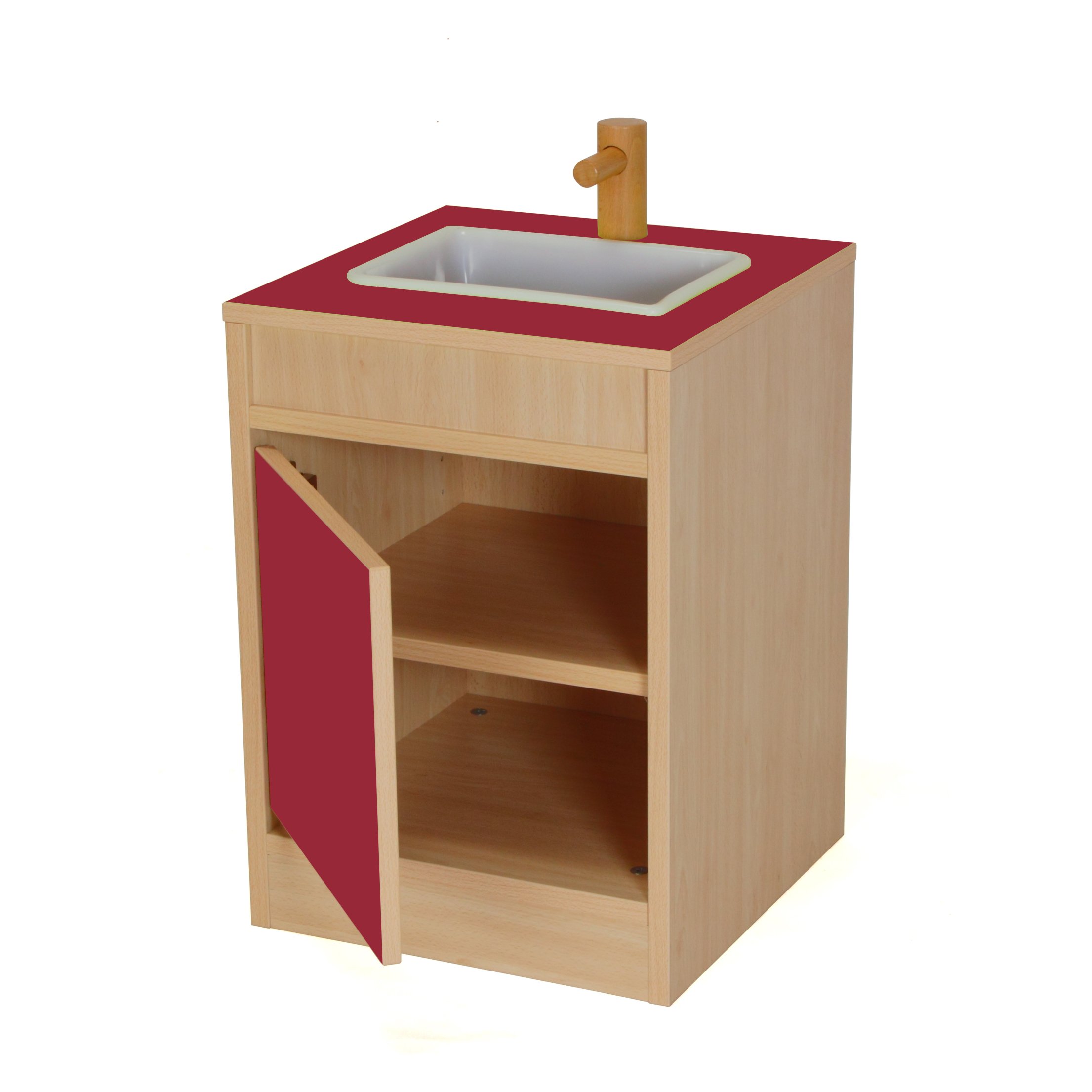 Module d'évier de cuisine en bois cerise pour un plan de travail élégant