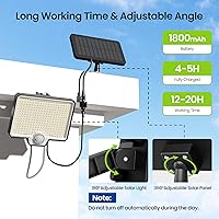Vista 8 de Solar Flood Lights Outdoor, 294 LED Motion Sensor Outdoor Lights, IP67 Waterproof Solar Flood Light for Outside, 3000LM Angle Adjustable Security