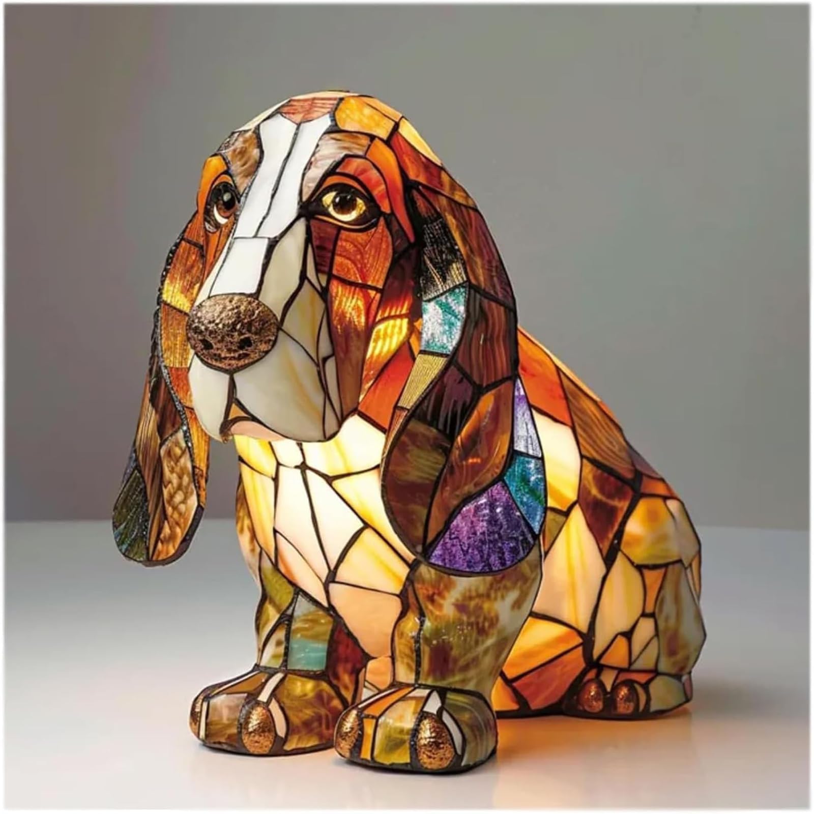 XIAOGUDONG Led Cat And Dog Series Art Night Light, Animal Style Resin Table Lamp, Art Coloured Animal Figurine, Vintage Animal Home Decor Resin Lamp, Fun Gift for Dog Lovers,27 — image 1