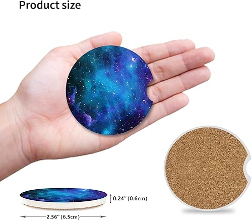 Miniatura 3 de Paquete de 2 posavasos de cerámica Nebula Galaxy, para mantener los portavasos limpios y secos, portavasos para automóvil con muesca de dedo