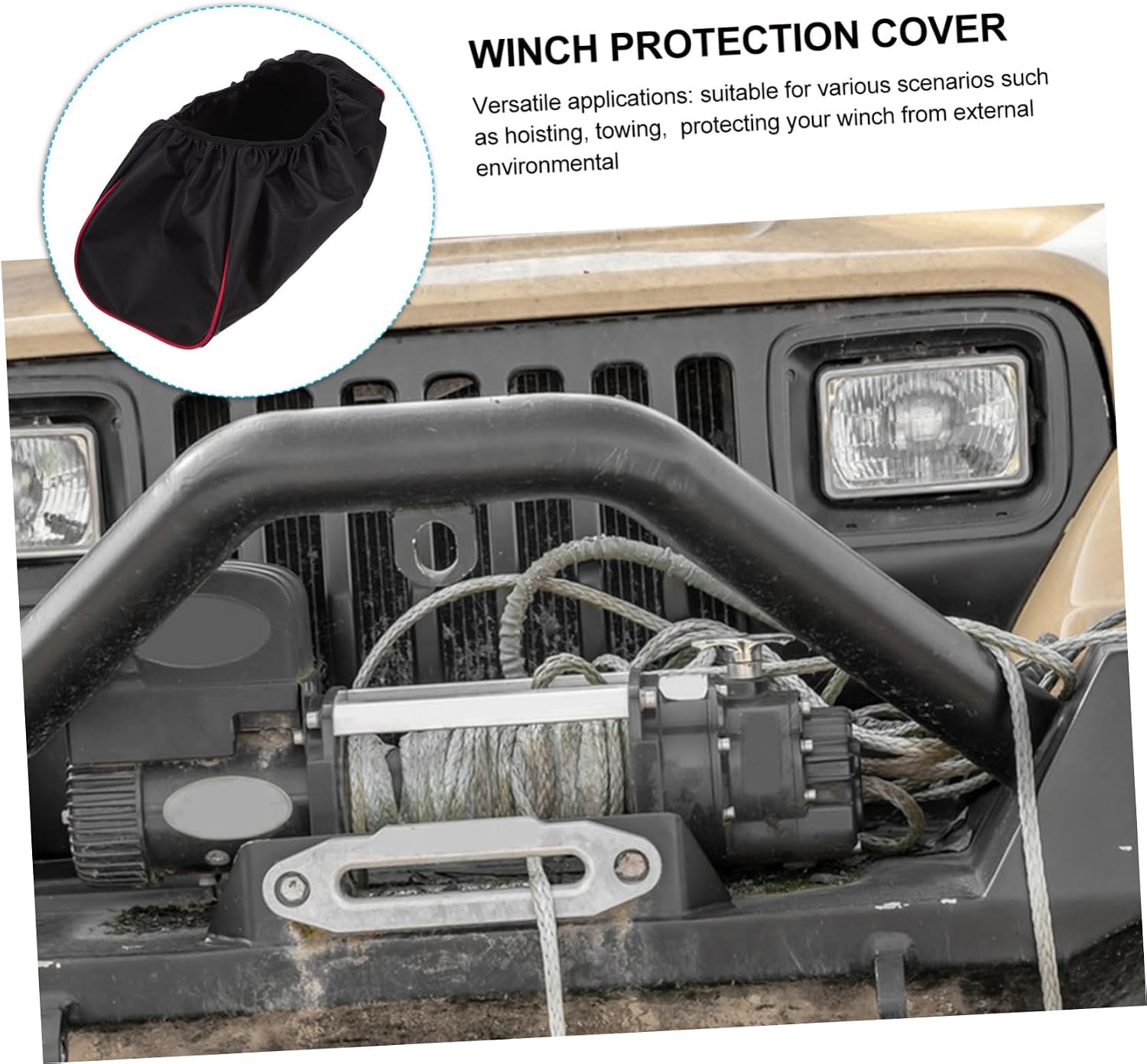 Cabilock Winch Cover Oxford for Electric Winches Indoor Outdoor Use Fits Black Trim