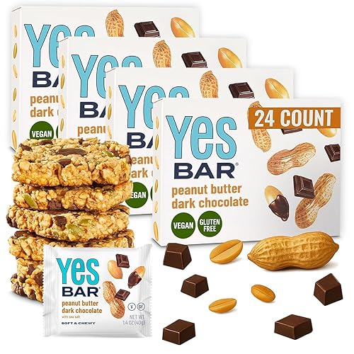 The YES Bar Chocolate oscuro con mantequilla de maní - Proteína a base de plantas, snack bar decadente - Vegano, paleo, sin gluten, sin lácteos,