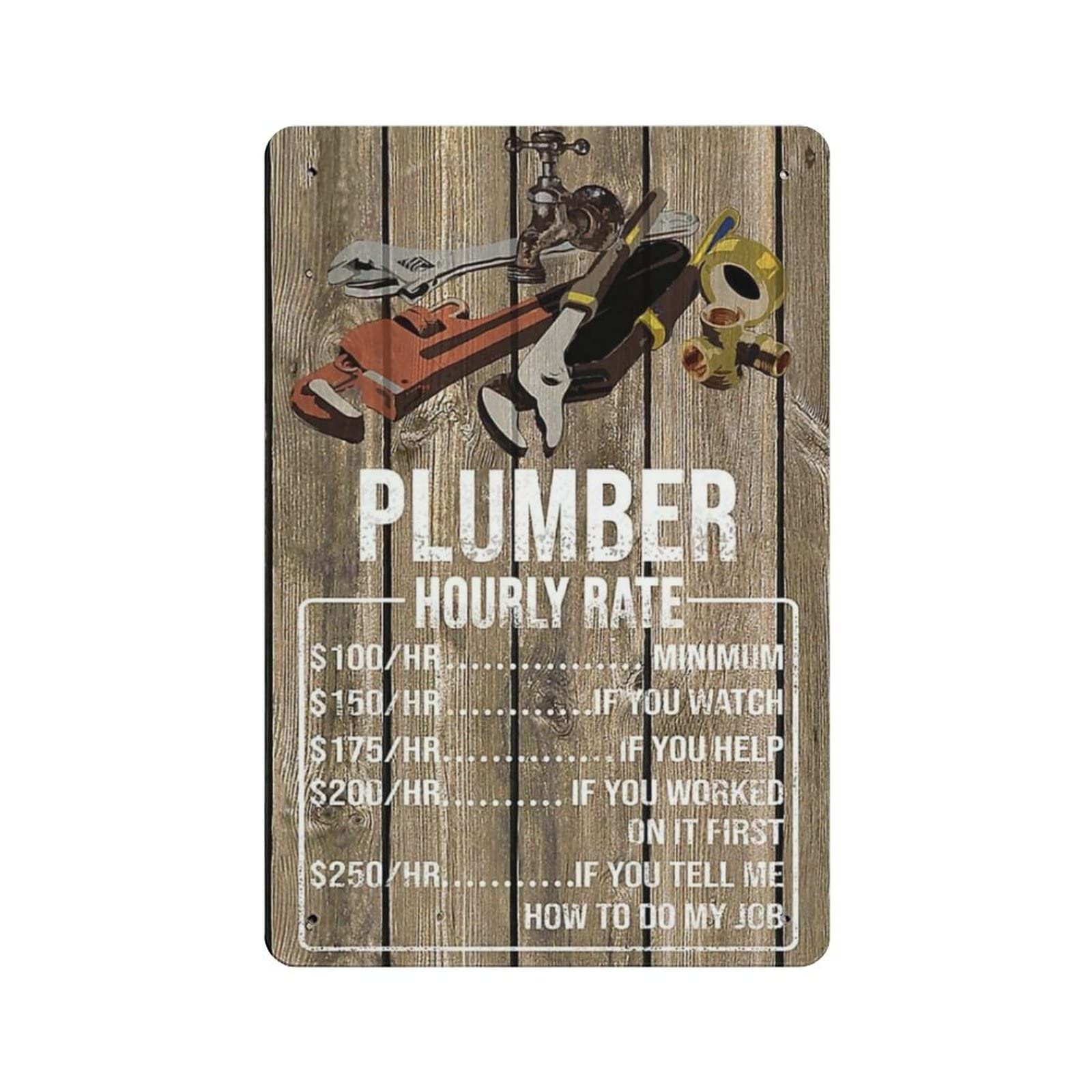 AOOEDM Plumber Vintage Metal Tin Sign for Home Coffee Shop Office Wall Art Metal Poster Garage Decor Man Cave Sign Inspirational Quote Wall Decor